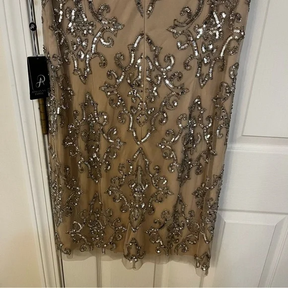 Adrianna Papell Tan and Silver Embellished Dress - Picture 9 of 12